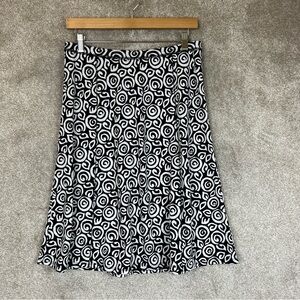 Sigrid Olsen Skirt Womens Small Black White Elastic Waist Flare Stretch- 9649*